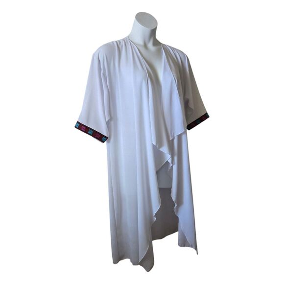 LuLaRoe Shirley Kimono Duster. White. Sheer. Embroidered Sleeve. M Fits XL - 2X - Picture 2 of 8